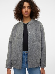 VERO MODA Grey Textured Bomber Jacket - Image 3 of 6