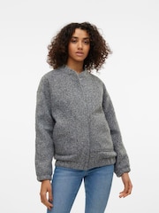 VERO MODA Grey Textured Bomber Jacket - Image 4 of 6