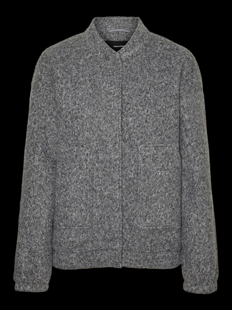 VERO MODA Grey Textured Bomber Jacket - Image 6 of 6 VERO MODA Grey Textured Bomber Jacket - Image 6 of 6