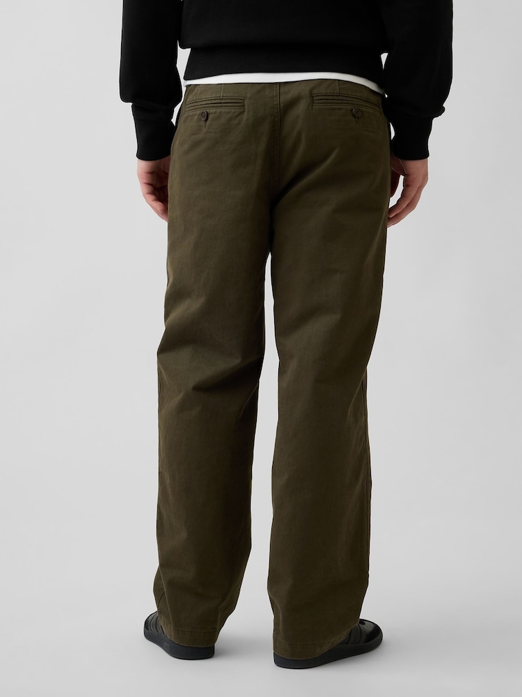Gap Khaki Green Heavyweight Twill Baggy Chinos - Image 2 of 6 Gap Khaki Green Heavyweight Twill Baggy Chinos - Image 2 of 6