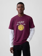 Bordeaux - T-shirt grafica Gap Everyday Soft Relaxed - Immagine 1 di 4