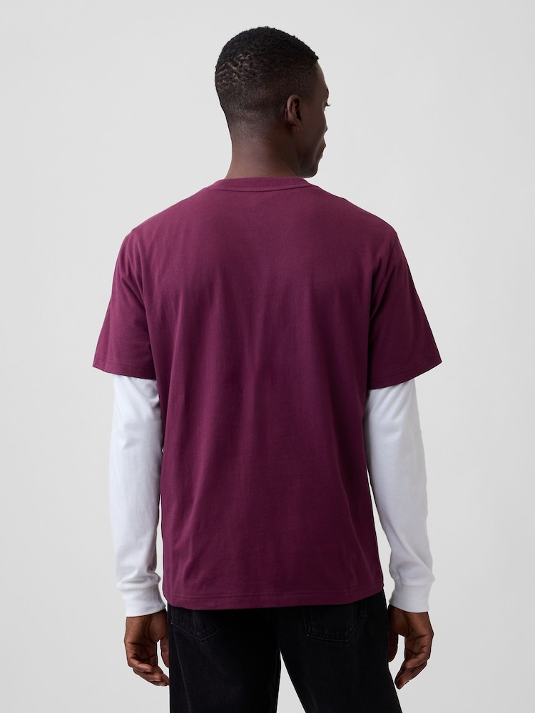 Bordeaux - T-shirt grafica Gap Everyday Soft Relaxed - Immagine 2 di 4