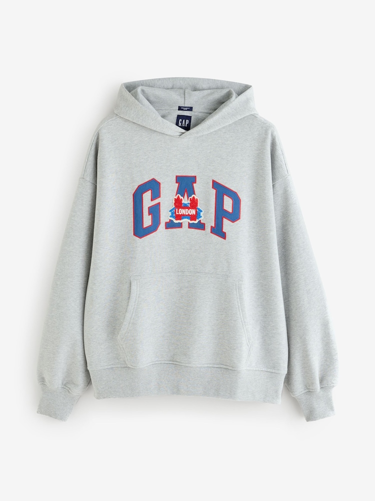 Gap Grey Hoodie Logo London Pullover Hoodie - Image 1 of 4