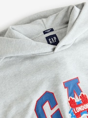 Gap Grey Hoodie Logo London Pullover Hoodie - Image 3 of 4