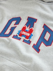 Gap Grey Hoodie Logo London Pullover Hoodie - Image 4 of 4