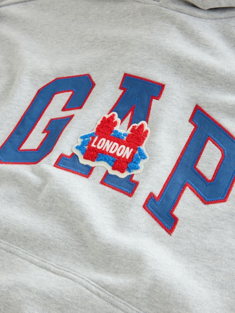 Gap Grey Hoodie Logo London Pullover Hoodie - Image 4 of 4