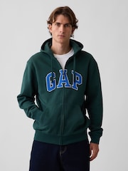 Gap Green/Blue Vintage Soft Arch Logo Zip Hoodie - Image 1 of 4
