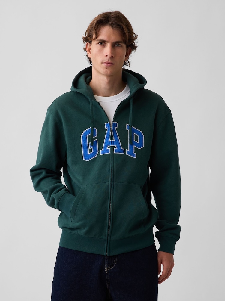 Gap Green/Blue Vintage Soft Arch Logo Zip Hoodie - Image 1 of 4