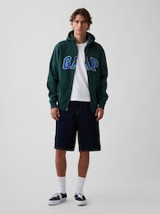 Gap Green/Blue Vintage Soft Arch Logo Zip Hoodie - Image 3 of 4