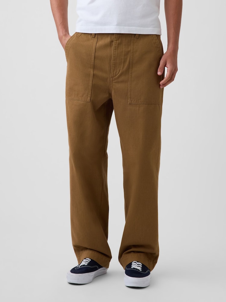 Gap Brown Herringbone '90s Loose Trousers - Image 1 of 6 Gap Brown Herringbone '90s Loose Trousers - Image 1 of 6
