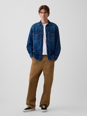 Gap Brown Herringbone '90s Loose Trousers - Image 4 of 6