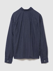 Gap Navy Stripe Relaxed Boxy Straight-Hem Oxford Shirt - Image 2 of 2