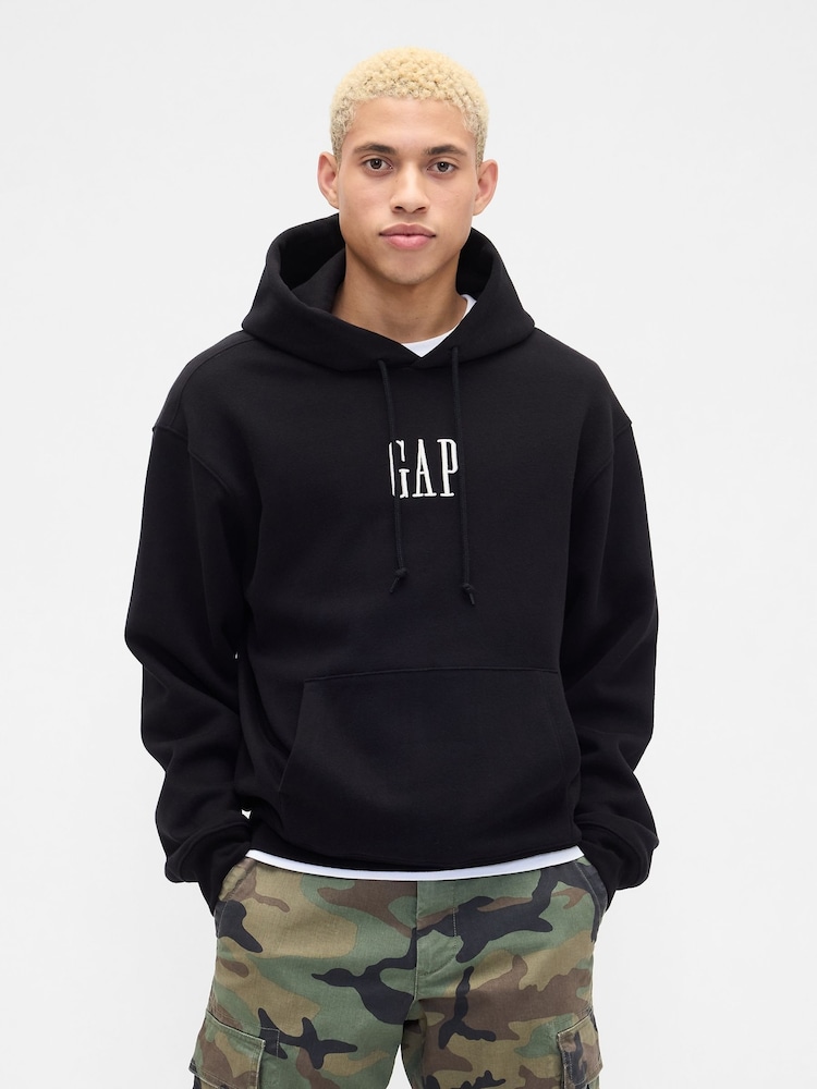 Gap Black VintageSoft Oversized Mini-Logo Hoodie - Image 1 of 3 Gap Black VintageSoft Oversized Mini-Logo Hoodie - Image 1 of 3