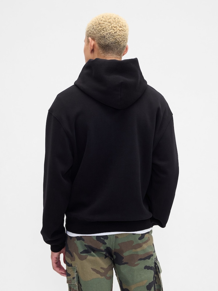 Gap Black VintageSoft Oversized Mini-Logo Hoodie - Image 2 of 3 Gap Black VintageSoft Oversized Mini-Logo Hoodie - Image 2 of 3