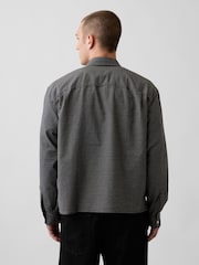 Gap Grey Check Relaxed Boxy Straight-Hem Oxford Shirt - Image 2 of 4