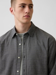 Gap Grey Check Relaxed Boxy Straight-Hem Oxford Shirt - Image 4 of 4