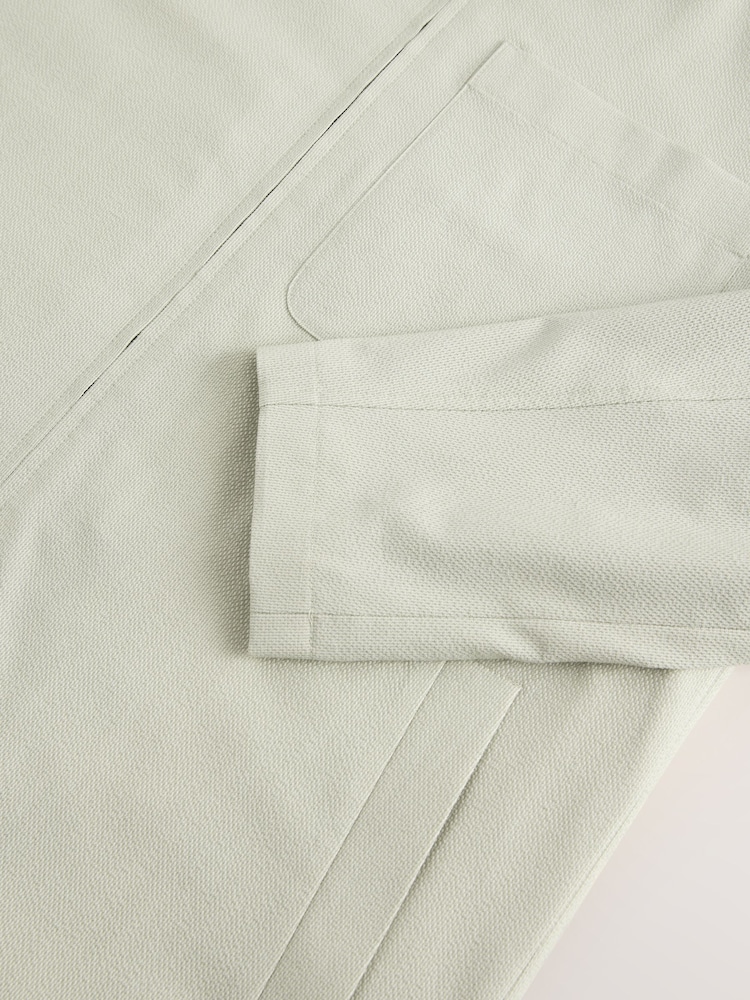 Sage Green Smart Lightweight Striped Seersucker Textured Shacket - Image 12 of 12