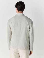 Sage Green Smart Lightweight Striped Seersucker Textured Shacket - Image 2 of 12