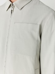 Sage Green Smart Lightweight Striped Seersucker Textured Shacket - Image 6 of 12