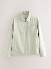 Sage Green Smart Lightweight Striped Seersucker Textured Shacket - Image 7 of 12