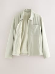 Sage Green Smart Lightweight Striped Seersucker Textured Shacket - Image 8 of 12