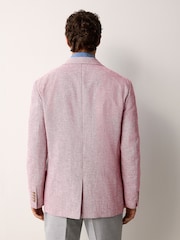 Pink Regular Fit Textured Linen Blend Blazer - Image 3 of 9