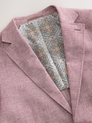 Pink Regular Fit Textured Linen Blend Blazer - Image 6 of 9