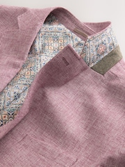 Pink Regular Fit Textured Linen Blend Blazer - Image 7 of 9