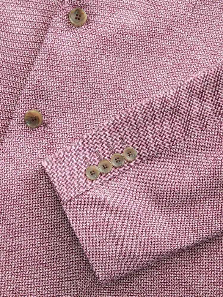 Pink Regular Fit Textured Linen Blend Blazer - Image 8 of 9