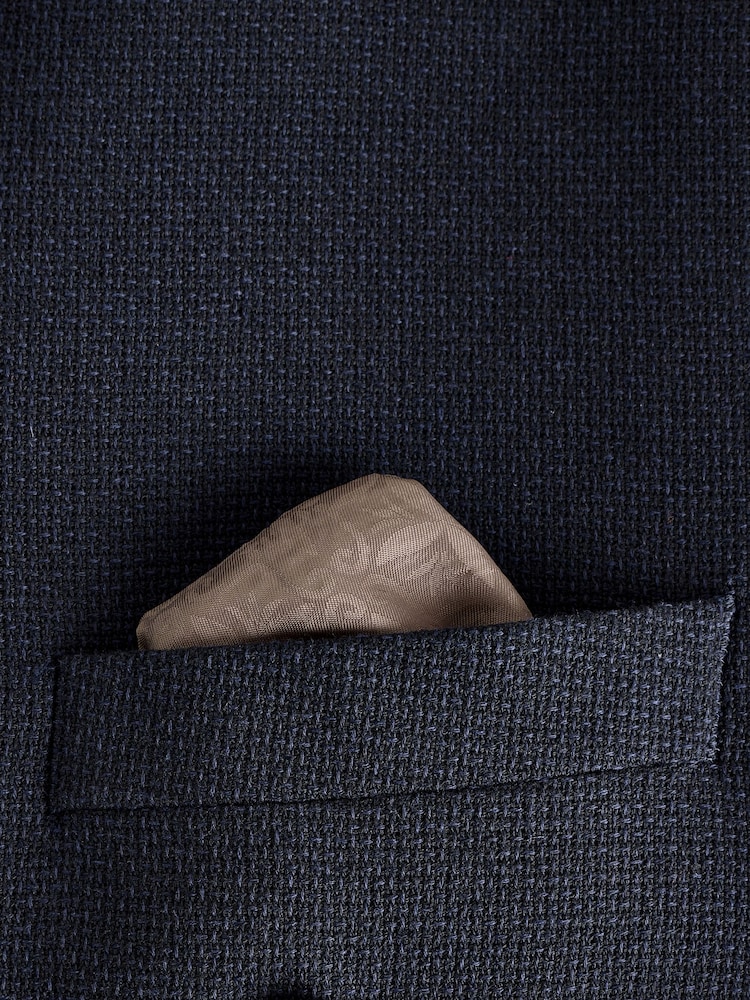 Bleu marine - Regular Fit Signature Nova Fides Italian Fabric Textured Double Breasted Blazer - Image 4 of 7