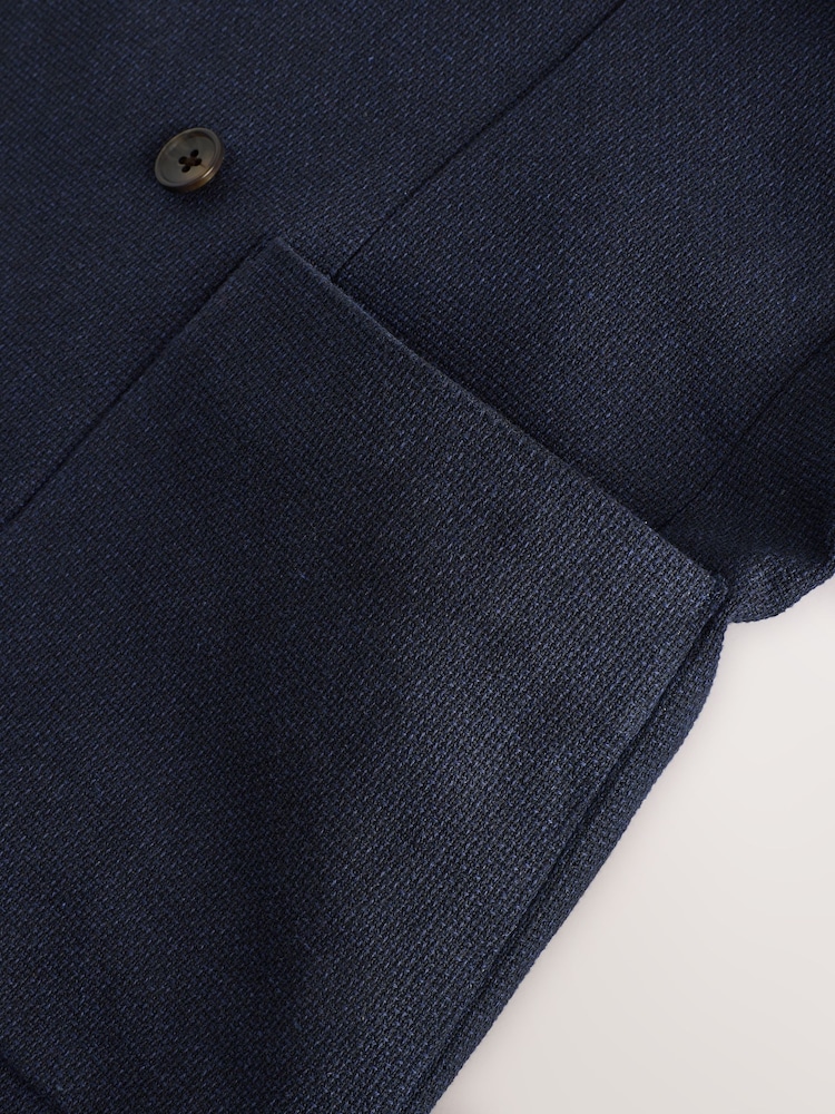 Bleu marine - Regular Fit Signature Nova Fides Italian Fabric Textured Double Breasted Blazer - Image 6 of 7