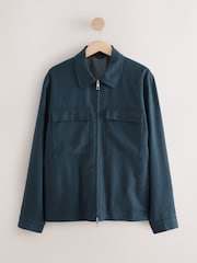 Navy Blue Cotton Linen Blend Shacket - Image 6 of 8
