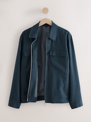 Navy Blue Cotton Linen Blend Shacket - Image 7 of 8