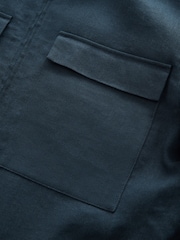 Navy Blue Cotton Linen Blend Shacket - Image 8 of 8