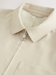 Neutral Smart Lightweight Striped Seersucker Textured Shacket - Image 11 of 12