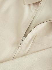 Neutral Smart Lightweight Striped Seersucker Textured Shacket - Image 12 of 12