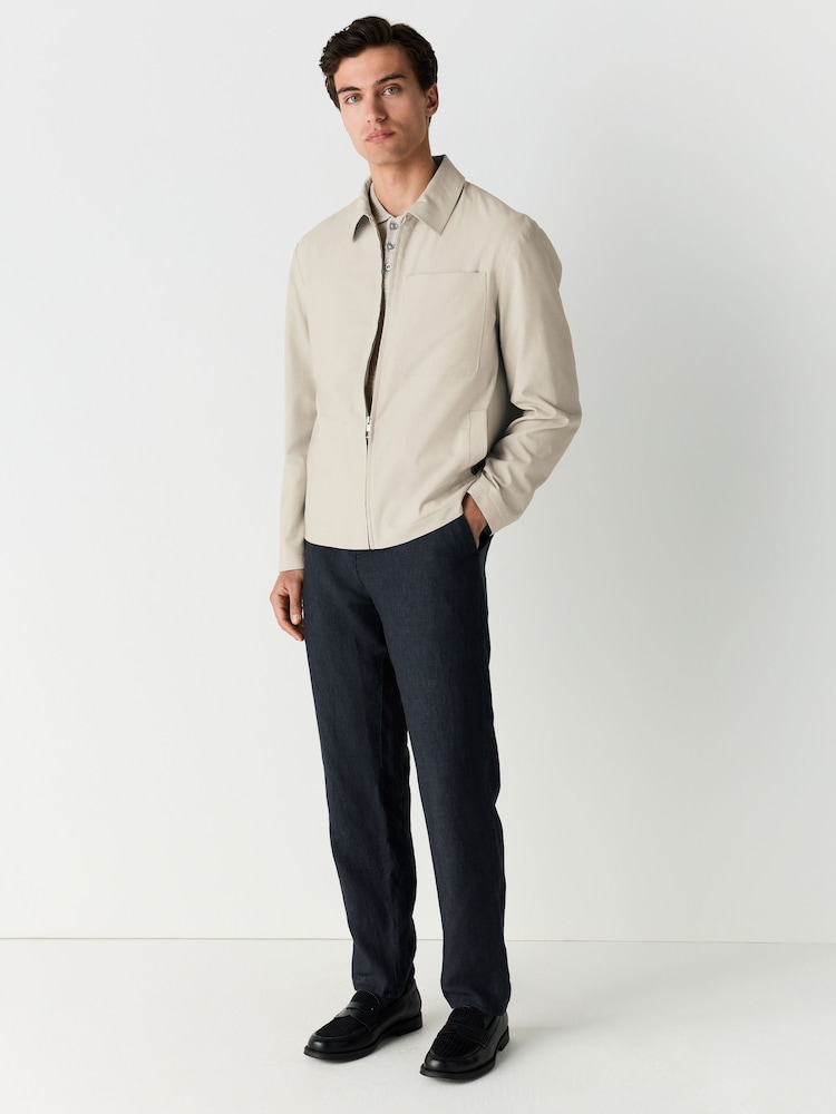 Neutral Smart Lightweight Striped Seersucker Textured Shacket - Image 2 of 12