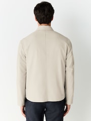 Neutral Smart Lightweight Striped Seersucker Textured Shacket - Image 3 of 12