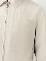 Neutral Smart Lightweight Striped Seersucker Textured Shacket - Image 5 of 12