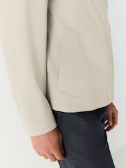 Neutral Smart Lightweight Striped Seersucker Textured Shacket - Image 6 of 12