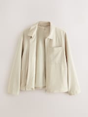 Neutral Smart Lightweight Striped Seersucker Textured Shacket - Image 9 of 12