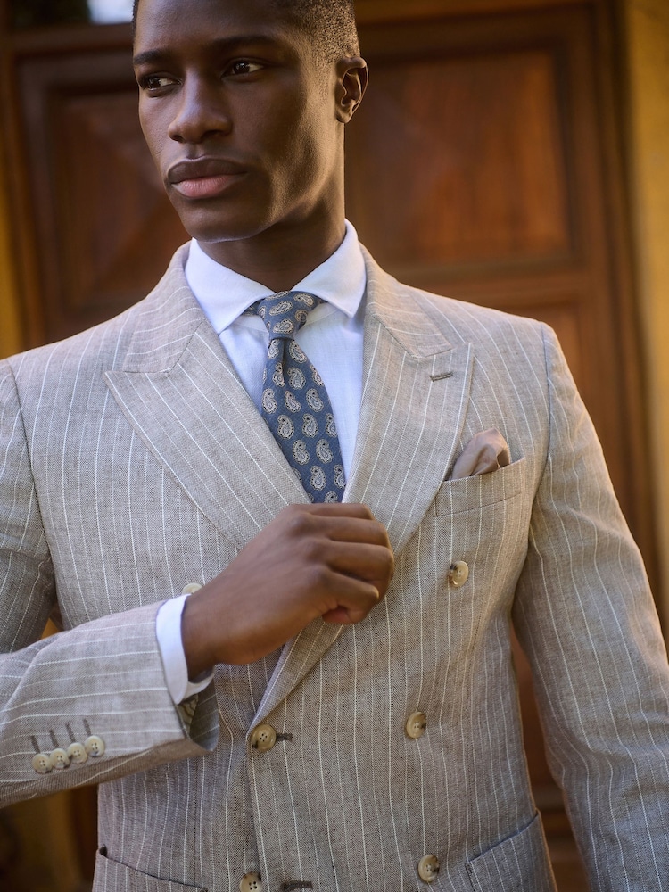 Neutral - Blazer in normaler Passform aus Leinenmischung mit Streifen - Image 4 of 10