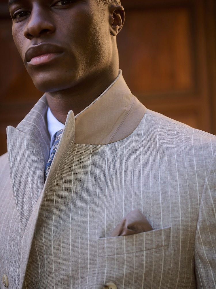 Neutral - Blazer in normaler Passform aus Leinenmischung mit Streifen - Image 5 of 10