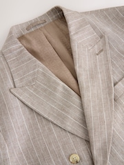 Neutral Regular Fit Linen Blend Stripe Blazer - Image 8 of 10