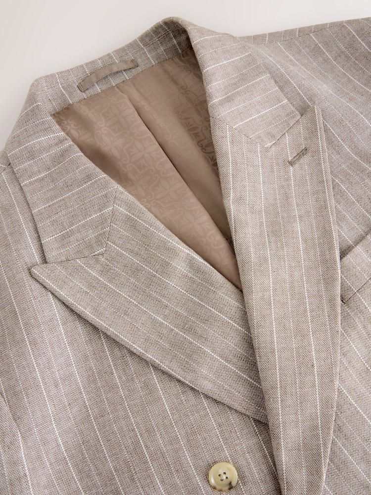 Neutral - Blazer in normaler Passform aus Leinenmischung mit Streifen - Image 8 of 10