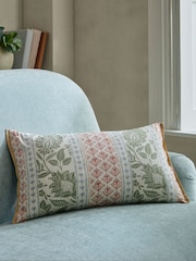 Laura Ashley Hedgerow Green Hedingham Stripe 100% Cotton Cushion - Image 1 of 5