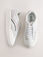 Neutral/Navy Forever Comfort® Panelled Retro Lace-Up Trainers - Image 1 of 9