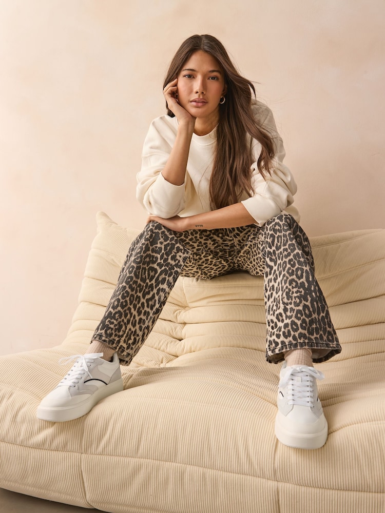 Neutral/Navy Forever Comfort® Panelled Retro Lace-Up Trainers - Image 3 of 9