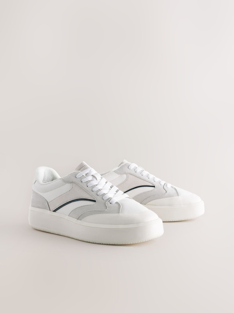 Neutral/Navy Forever Comfort® Panelled Retro Lace-Up Trainers - Image 5 of 9