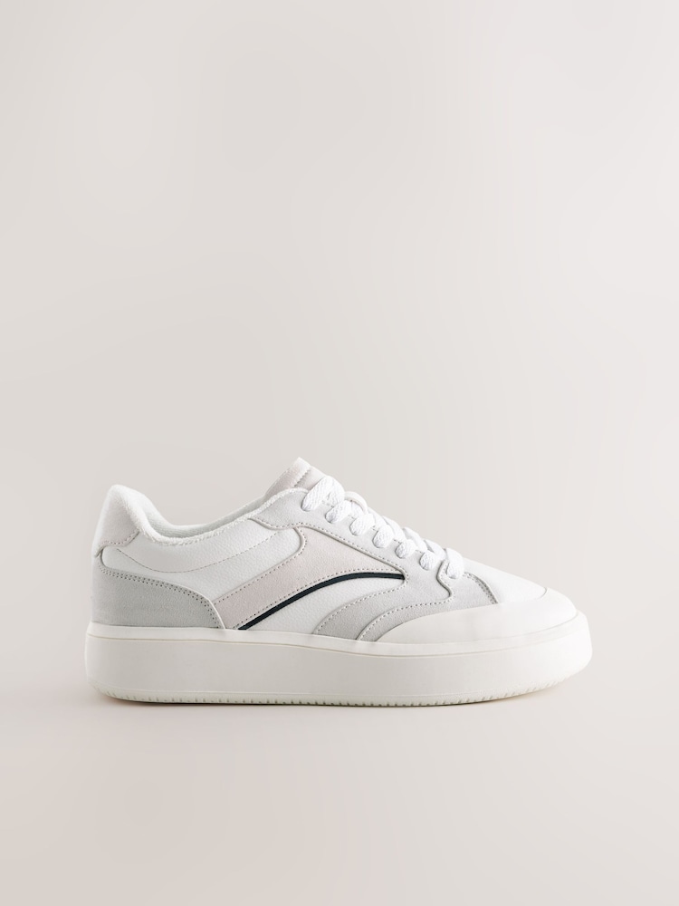 Neutral/Navy Forever Comfort® Panelled Retro Lace-Up Trainers - Image 6 of 9